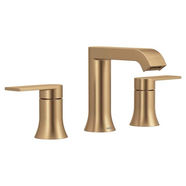 Genta LX Bronzed Gold Modern 2-Handle High-Arc 8 in. Widespread Bathroom Faucet with Drain Assembly, Valve Included