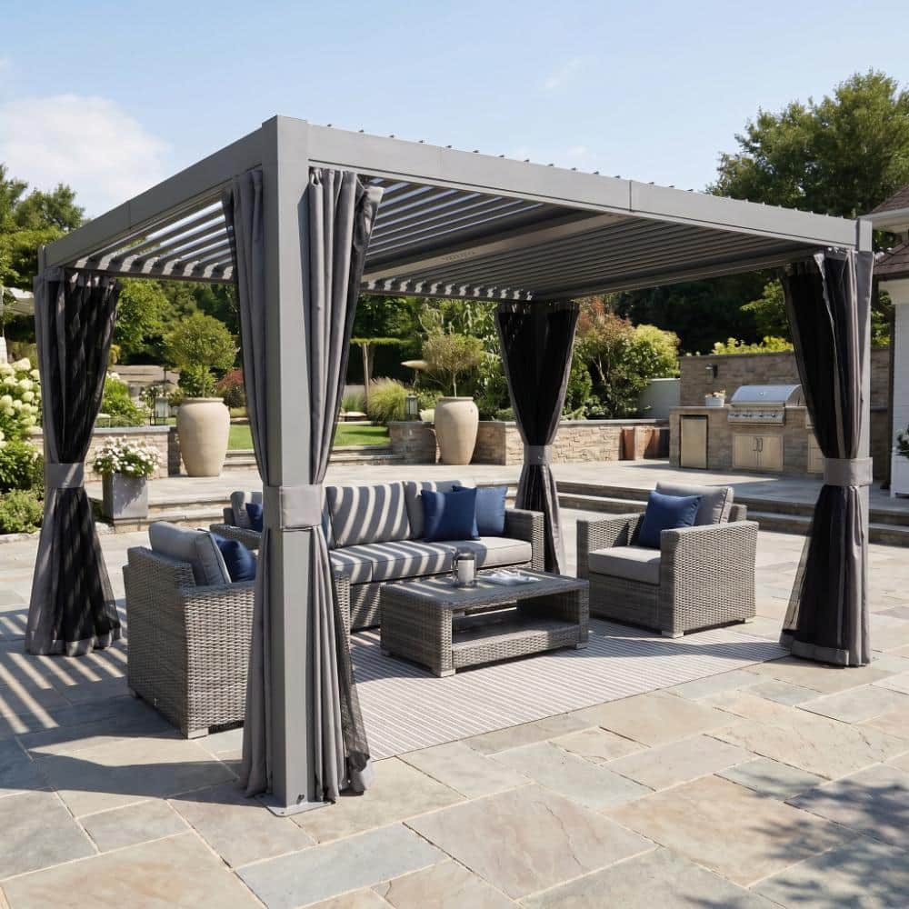 10 x 10 FT Gray Outdoor Gazebo Louvered Pergola with Adjustable Louvers price history on PriceWatchPro