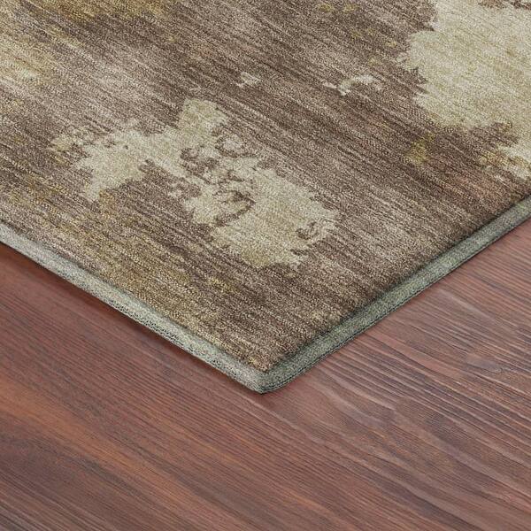 Mayfield Premium Machine Washable Abstract AMF2367 Wheat 3 ft. x 4 ft. Area Rug