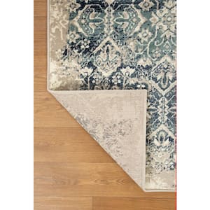 Heritage Ivory/Blue Anna Distressed Moroccan 8 ft. Round Area Rug