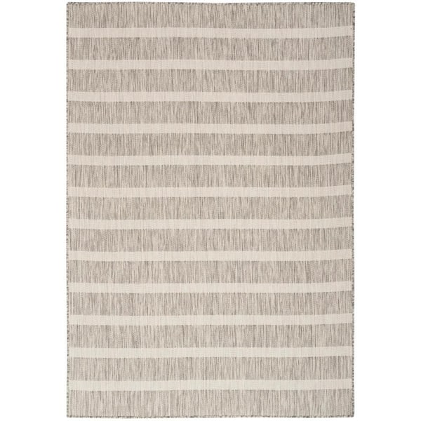 Positano Grey Ivory 7 ft. x 10 ft. Stripes Contemporary Area Rug
