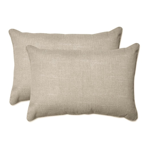 Pillow Perfect Solid Ivory Rectangular Outdoor Lumbar Throw Pillow 2-Pack