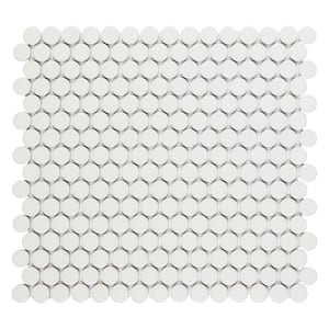 Cascades Vanilla 12.5 in. x 11.5 in. Penny Round Matte Porcelain Mesh-Mounted Mosaic Tile (1.00 sq. ft./Each)