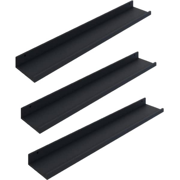 Unbranded 24 in. W x 5.7 in. D Black Floating Shelves Decorative Wall Shelf (Set of 3)