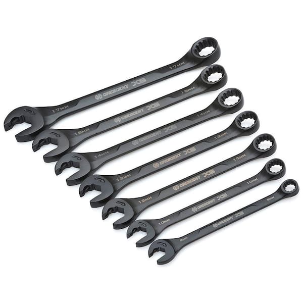 Crescent X6 Metric Ratcheting Open End Combination Wrench Set with Storage Rack (7-Piece)