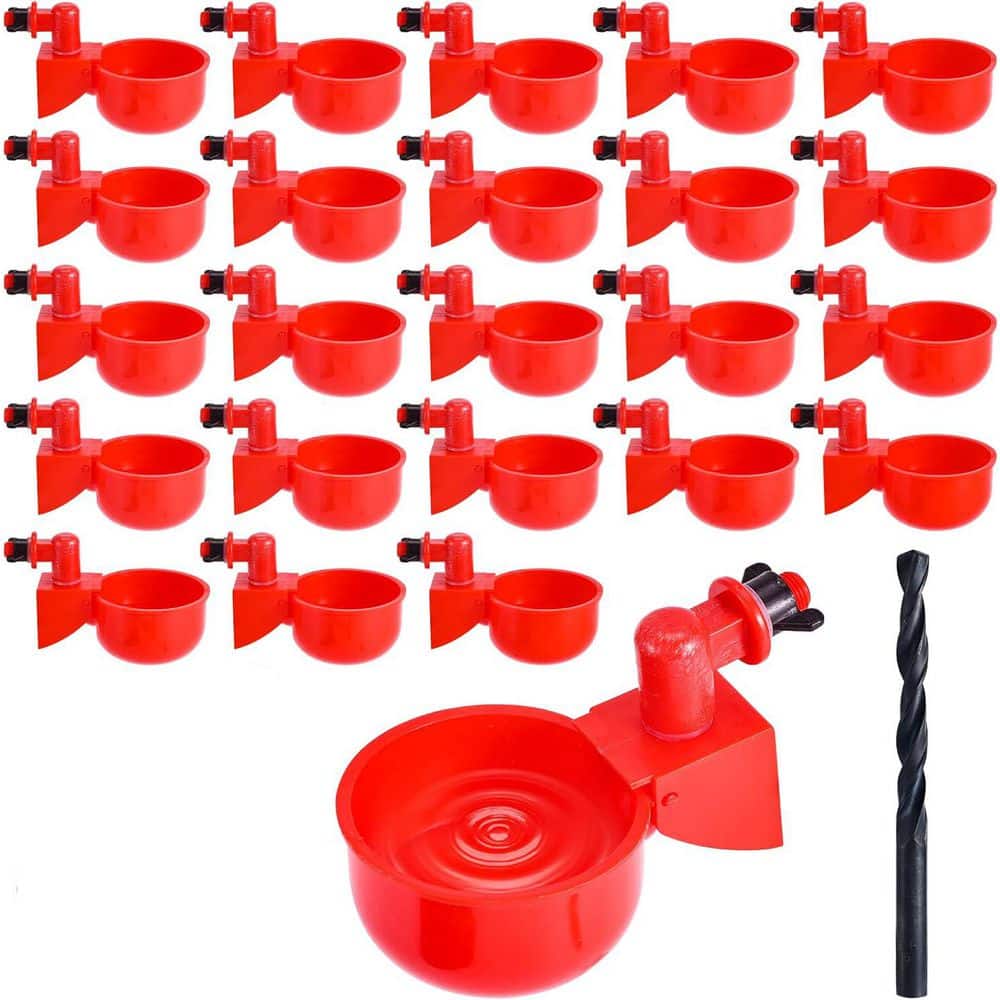 DIY Chicken Water Feeder Poultry Waterer Gravity Filling Automatic Cups 24 Pack with Hole Saw for Buckets Boxes Troughs price history on PriceWatchPro