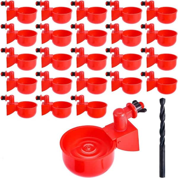 DIY Chicken Water Feeder Poultry Waterer Gravity Filling Automatic Cups 24 Pack with Hole Saw for Buckets Boxes Troughs