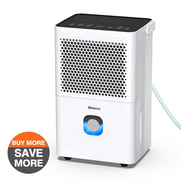 30 pt. 1,500 sq.ft. Portable Dehumidifier in White with Auto Defrost, Dual Filters, Variable Speeds, Continuous Run