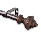 48 in. - 84 in. Telescoping 5/8 in. Single Curtain Rod Kit in Cocoa with Palace Finial