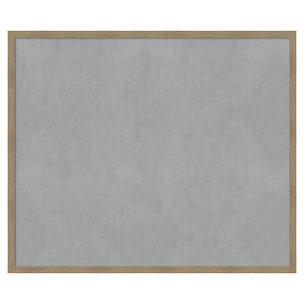 Amanti Art Woodgrain Stripe Mocha 50 in. x 42 in. Framed Magnetic Board