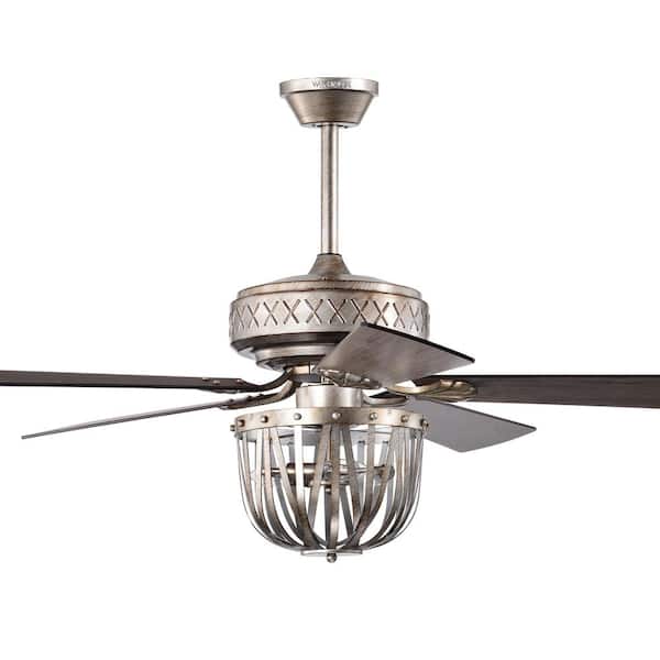 Warehouse of Tiffany Emani 52 in. 3-Light Indoor Antique Silver Ceiling Fan with Light Kit and Remote