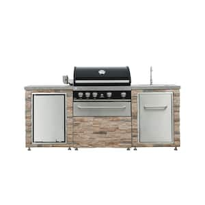 Desert Sunrise 5B Propane Grill Island Outdoor Kitchen in Brown