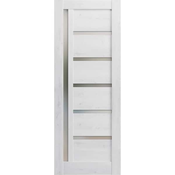 42 in. x 96 in. Solid MDF Frosted Glass Nordic White Interior Door Slab