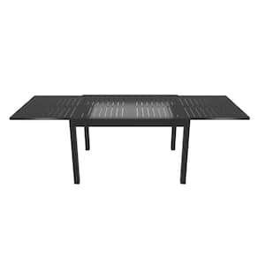 Black Aluminum Outdoor Dining Table 53 in. - 106 in. Rectangle Patio Dining Table with Extension