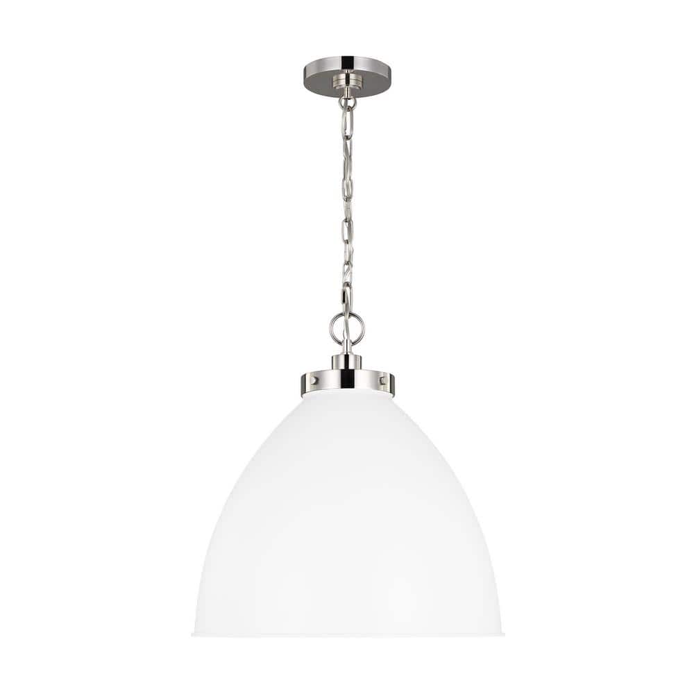 Elegant Matte White and Polished Nickel Bowl Pendant Light