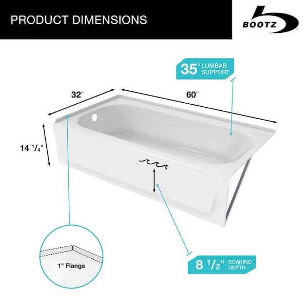 Bootz Industries Aloha Plus 60 in. x 32 in. Alcove Soaking Bathtub