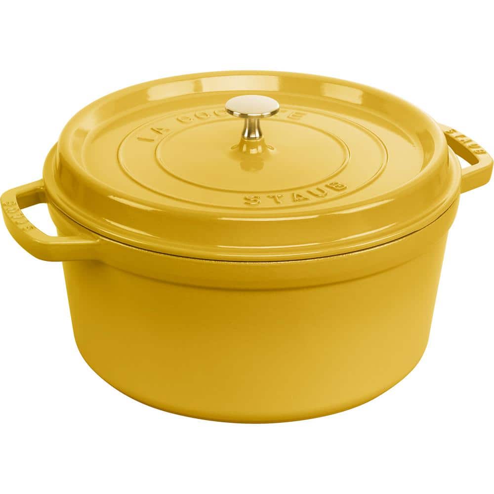 staub Cast Iron 7-qt. Round Cast Iron Dutch Oven in Citron with