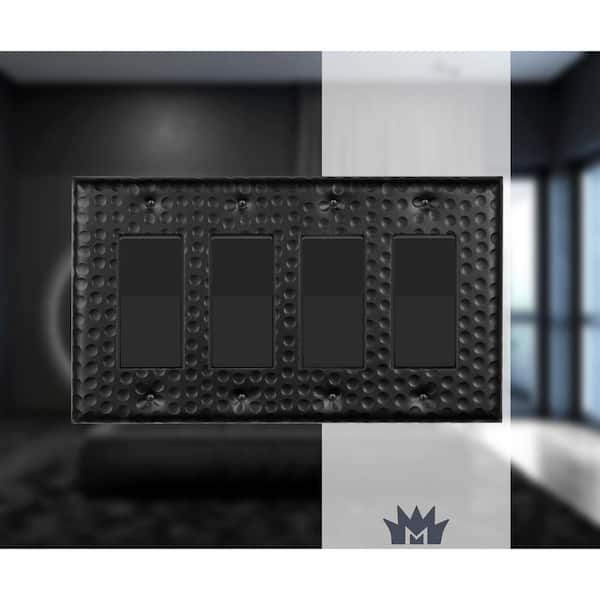 Black 4-Gang Decorator/Rocker Wall Plate (1-Pack)