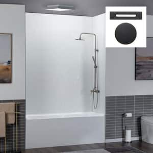 60 in. x 30 in. Acrylic Soaking Alcove Rectangular Bathtub with Right Drain and Overflow in White with Oil Rubbed Bronze