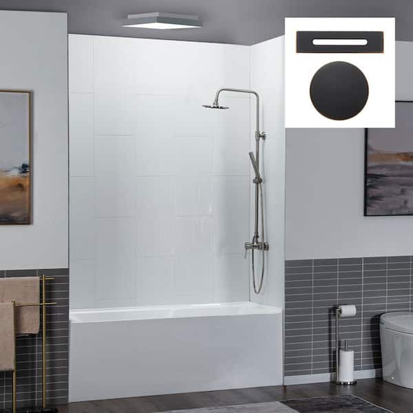 WOODBRIDGE 60 in. x 30 in. Acrylic Soaking Alcove Rectangular Bathtub with Right Drain and Overflow in White with Oil Rubbed Bronze