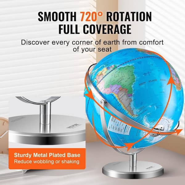 VEVOR Illuminated World Globe with Stand 16.54 in. x 13 in. 330.2