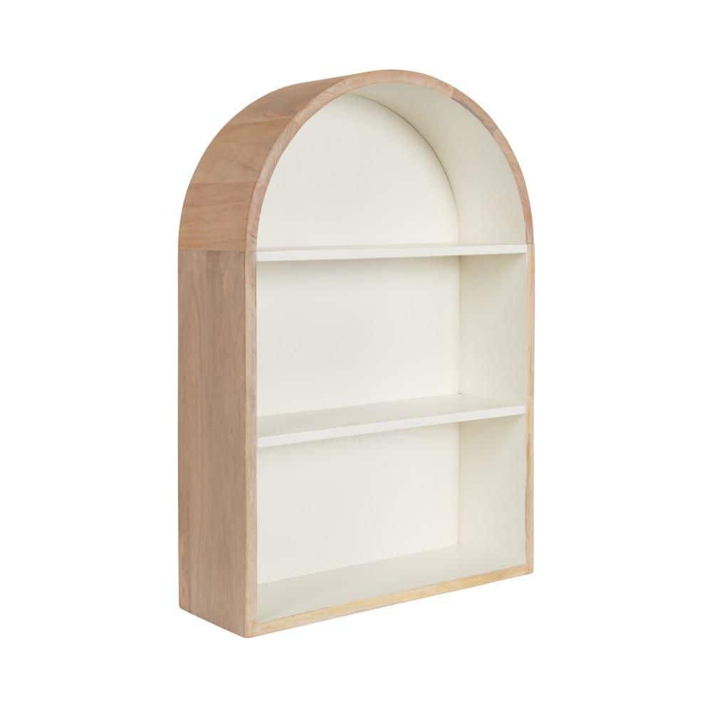 Arcott 18 in. W x 6 in. D White/Natural Wood Decorative Wall Shelf