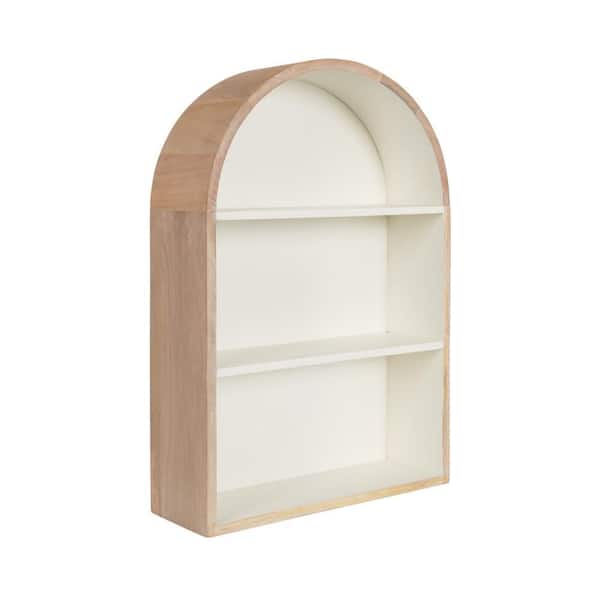 Arcott 18 in. W x 6 in. D White/Natural Wood Decorative Wall Shelf