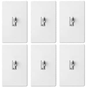Toggler LED+ Dimmer Switch w/Wallplate for Dimmable LED Bulbs, 150W/Single-Pole or 3-Way, White (TGCL-6PKR-WHW)