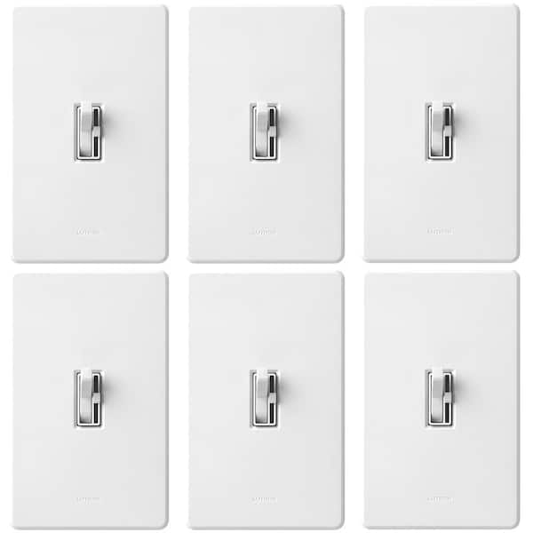 Lutron Toggler LED+ Dimmer Switch w/Wallplate for Dimmable LED Bulbs, 150W/Single-Pole or 3-Way, White (TGCL-6PKR-WHW)