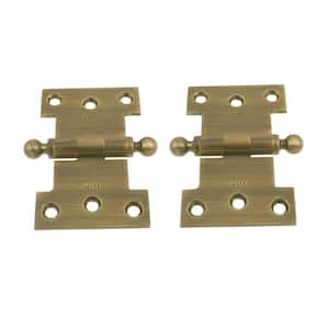 2-1/2 in. x 4 in. Solid Brass Antique Brass Parliament Hinge with Ball Finials (1-Pair)