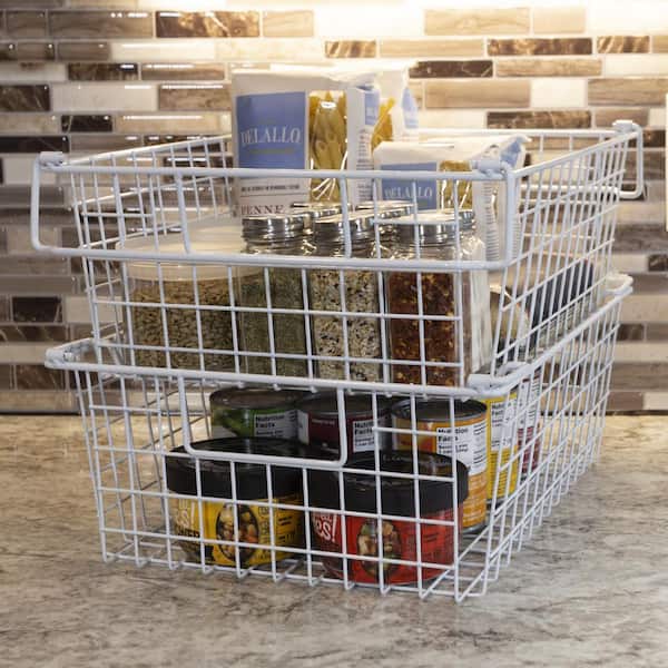 Plastic Storage Organizer Baskets (Set of 3) – Grey Rectangular