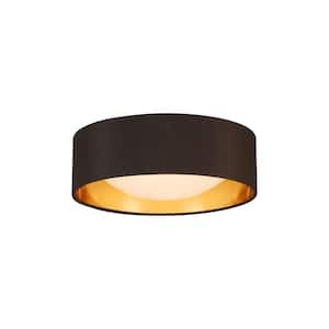 Orme 12 in. W x 4.33 in. H 1-Light Black/Gold LED Flush Mount with White Plastic Diffuser