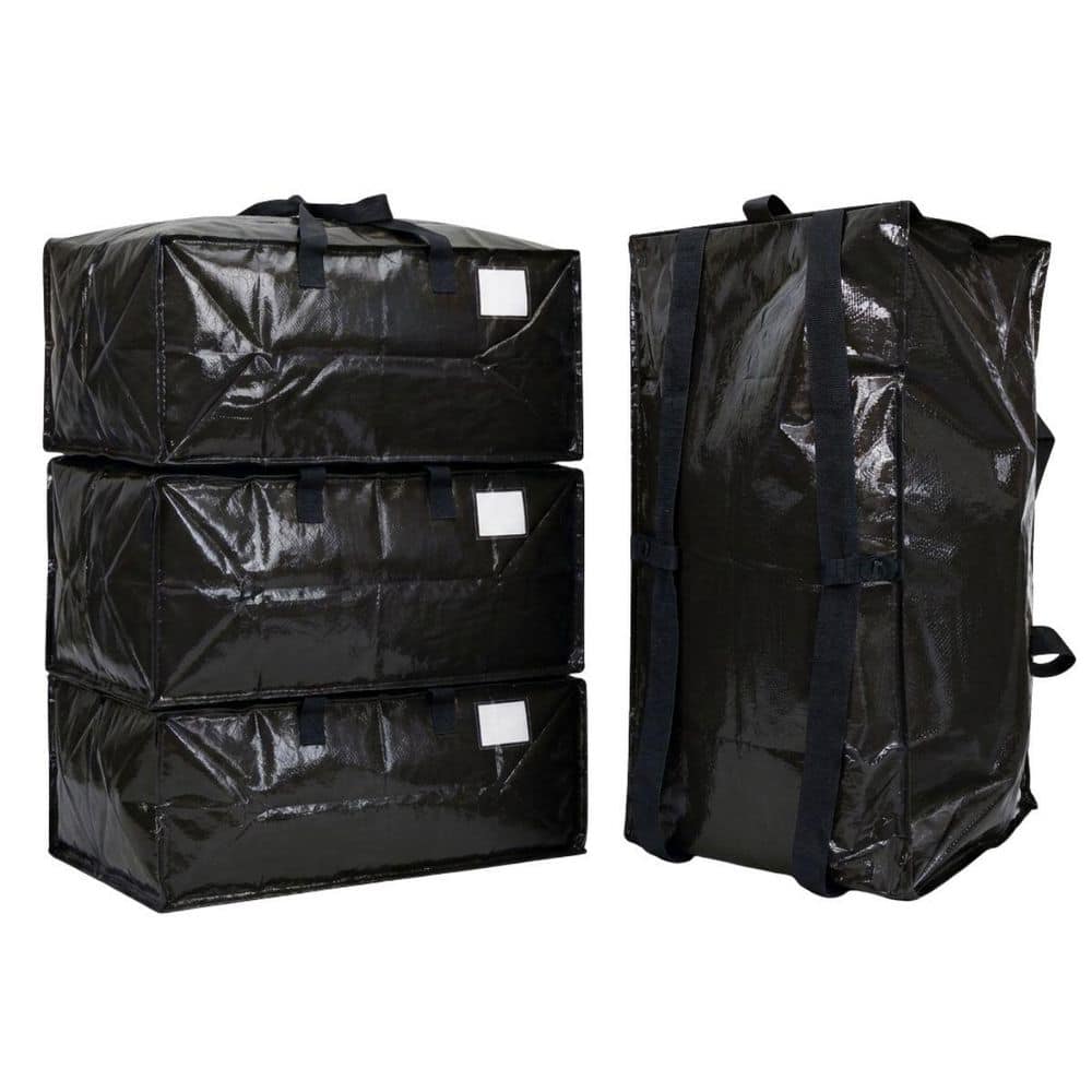 20 gal. Heavy-Duty Moving and Storage Bag Black Polypropylene (4-Pack)