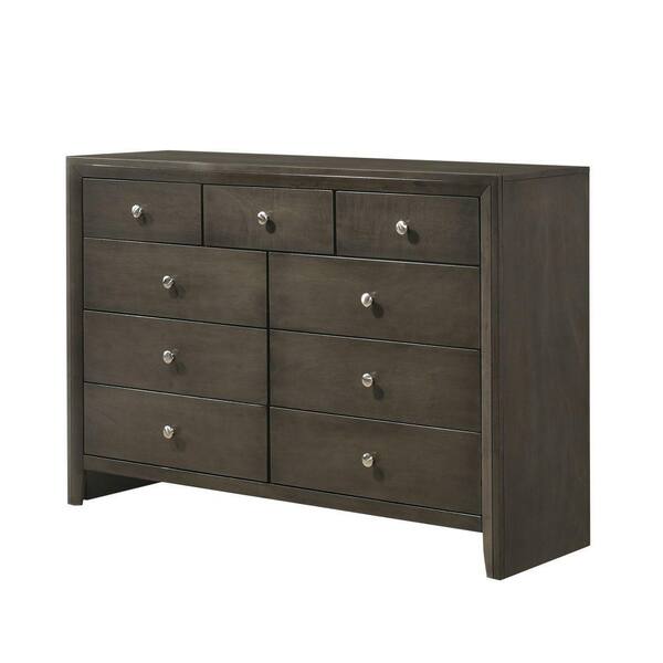 Benjara 16.5 In. Gray 9-Drawer Wooden Dresser Without Mirror BM205450 ...