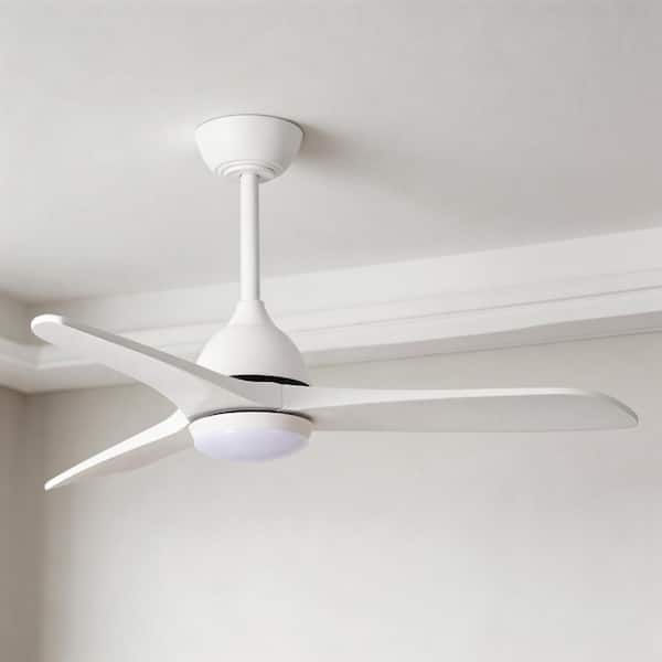 44 in. Indoor White Standard Solid Wood Ceiling Fan with Integrated LED and Remote Control