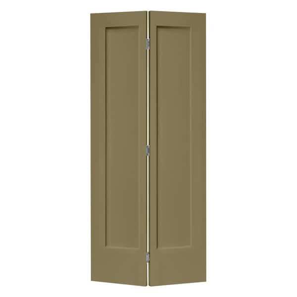 CALHOME 24 in. x 80 in. 1 Panel Shaker Olive Green Painted MDF Composite Bi-Fold Closet Door with Hardware Kit