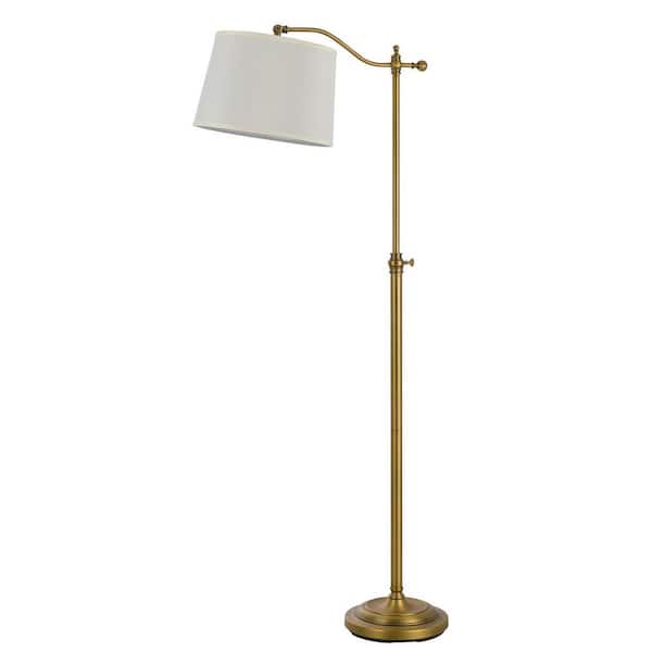 HomeRoots 62.5 in. Bronze 1 Dimmable (Full Range) Standard Floor Lamp for Living Room with Cotton Square Shade