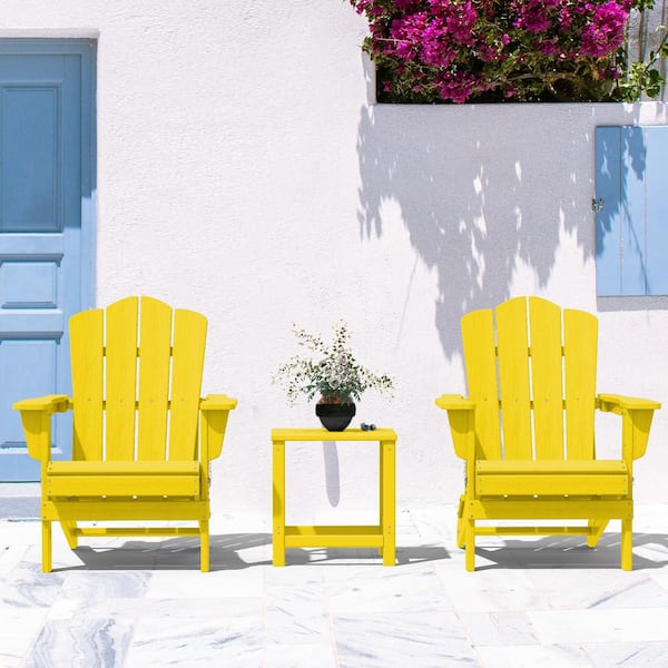 bright yellow plastic adirondack chairs