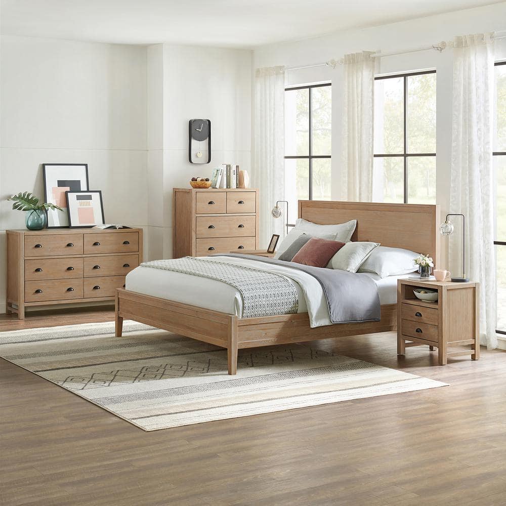AMERLIFE 2 Pieces Farmhouse Bedroom Set, Includes Wood Rustic