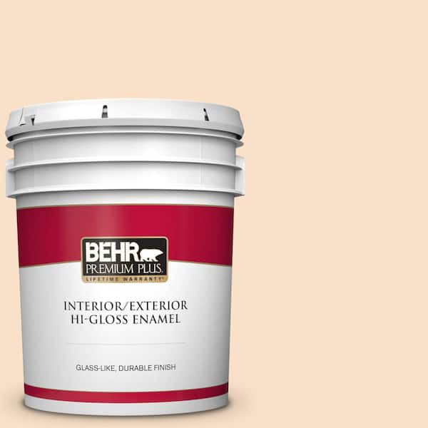 BEHR PREMIUM PLUS 5 gal. #M250-1 Frosting Cream Hi-Gloss Enamel Interior/Exterior Paint