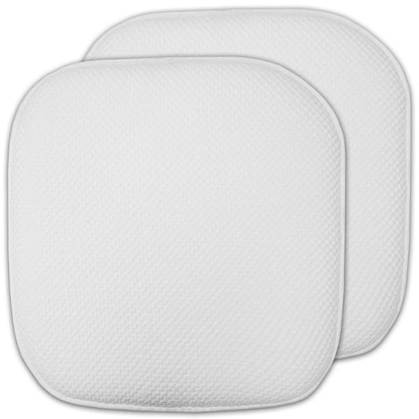 Sweet Home Collection Honeycomb Memory Foam Square 16 in. W x 16 in. D Non-Slip Back Chair Cushion, White (2-Pack)