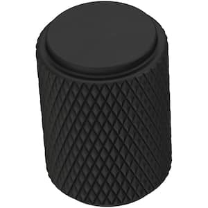 Knurled 11/16 in. (18 mm) Matte Black Cabinet Knob