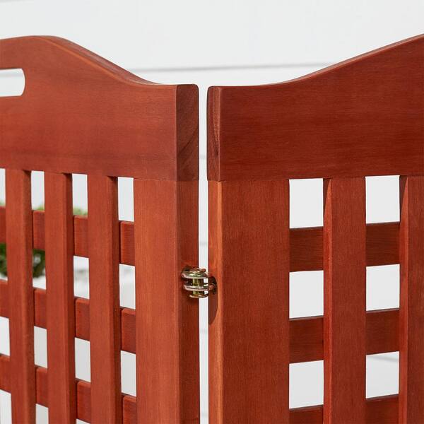 ITOPFOX 46 in. Reddish Brown Wood Patio Privacy Screen with 4-Panels, Weather-Resistance and UV-Resistant