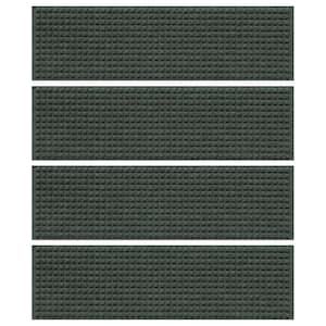 Waterhog Squares 8.5 in. x 30 in. PET Polyester Indoor Outdoor Stair Tread Cover (Set of 4) Evergreen