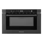 24 in. 1.2 cu. ft. Built-in Microwave Drawer with a Traditional Handle in Black Stainless Steel
