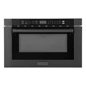 24 in. 1.2 cu. ft. Built-in Microwave Drawer with a Traditional Handle in Black Stainless Steel