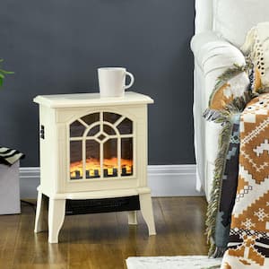 14.25 in. Freestanding Electric Fireplace Stove Electric Fireplace Heater in Cream White with Overheating Protection