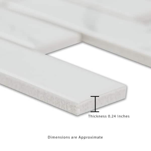 MSI - Carrara Subway 12 in. x 12 in. x 0.24 in. Matte Porcelain Mesh-Mounted Mosaic Floor and Wall Tile (0.98 sq. ft./Each)