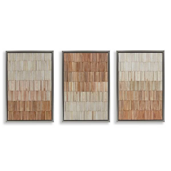 Tiled Terracotta Walls by Flora Kouta 3 Piece Gray Floater Frame Abstract Graphic Art Print 31 in. x 21 in.