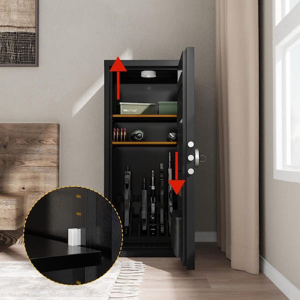 FUFU&GAGA Black 39.4 in. Heavy-Duty Steel Accent Storage Cabinets